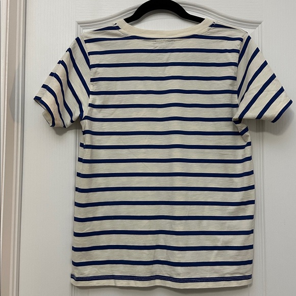 J. Crew Cream and Navy Striped Tee with Red Lip Accent - Picture 5 of 7